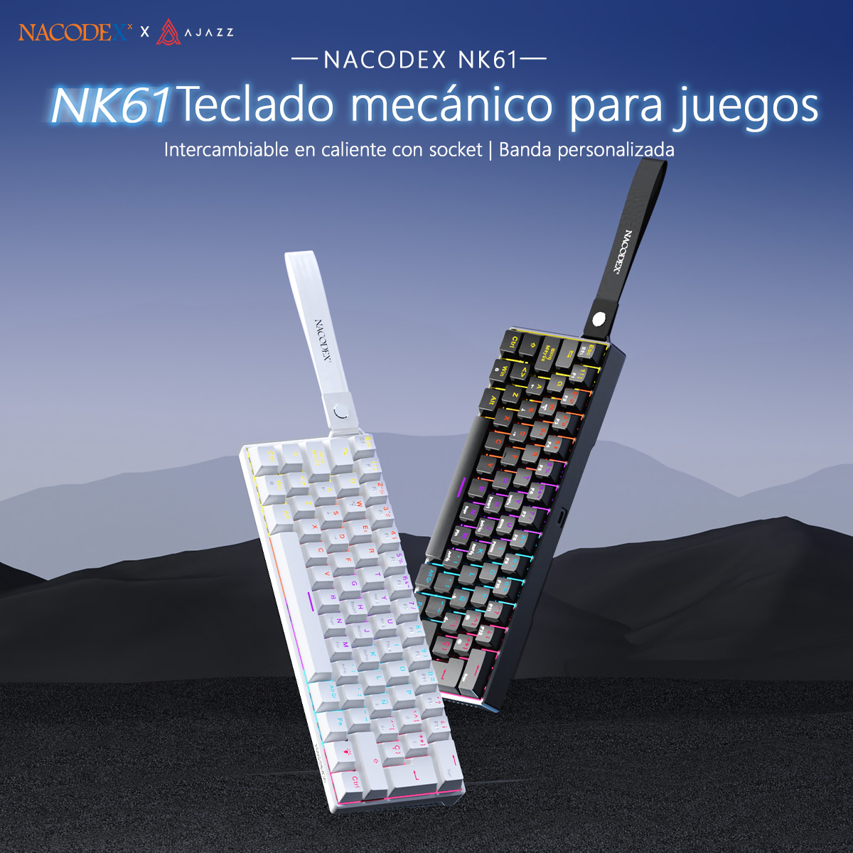 Gaming Keyboard Blue Switches - Teclado Mecánico para Juegos AJAZZ NK61