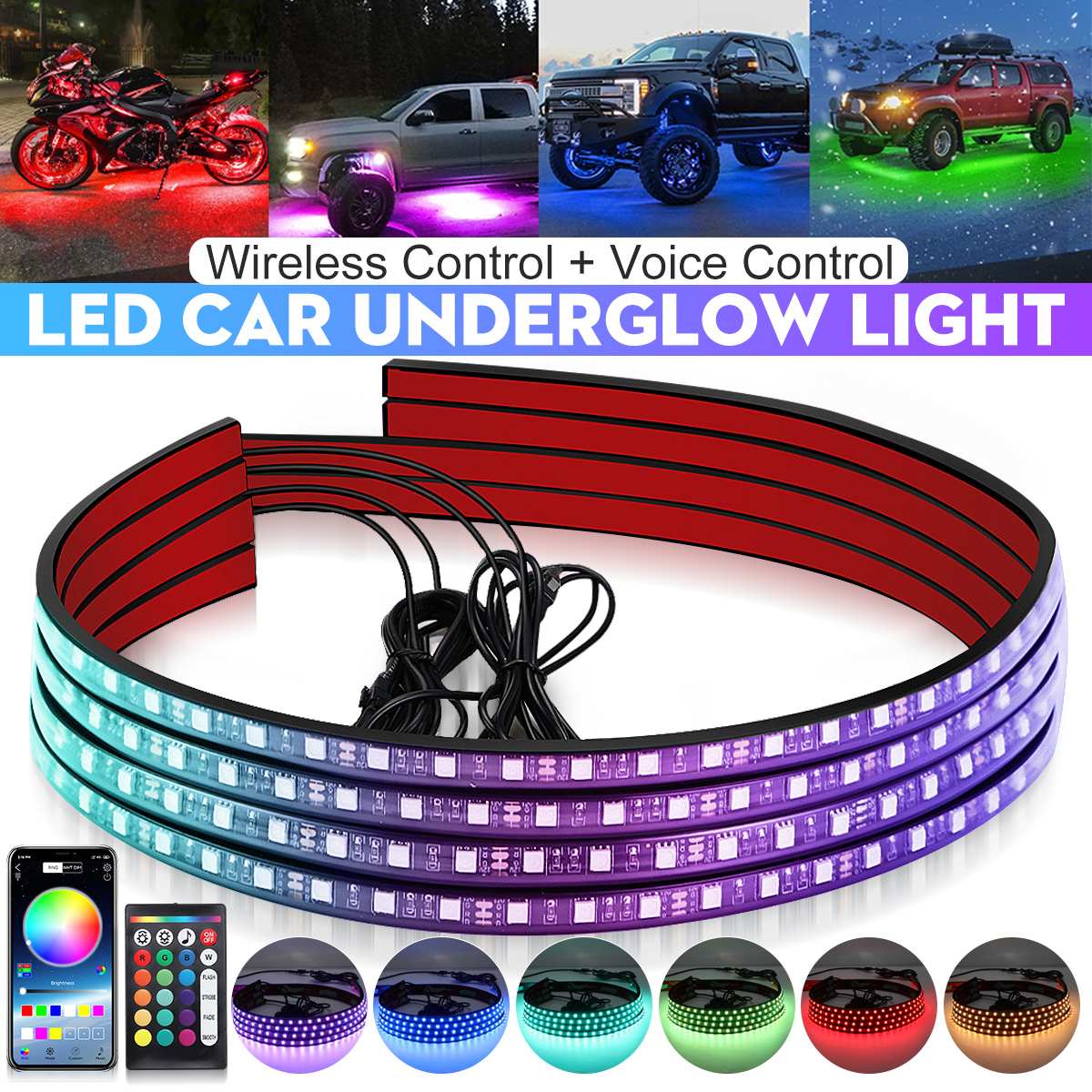 Rgb Underglow Strip - Tira de luces LED inalámbrica para