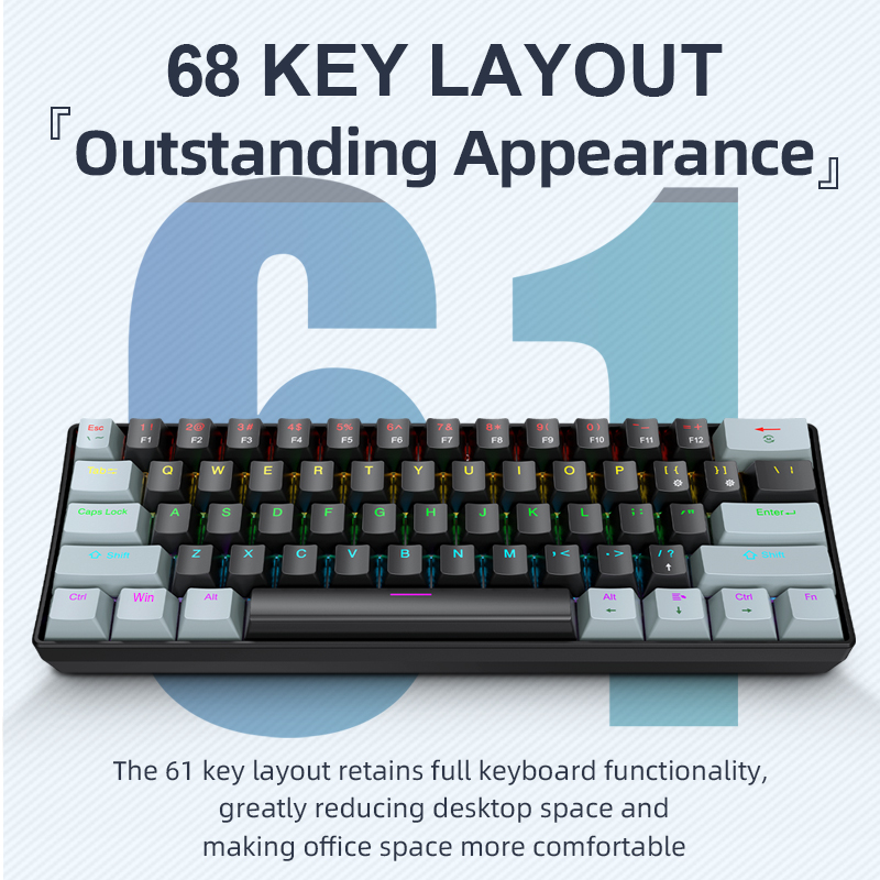 APAYADO K61 Mini teclado mecán - Gaming Keyboard Blue Switches reseña y precio